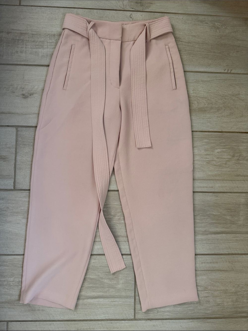 Wilfred Blush Paperbag Waist Cropped Pants with Tie